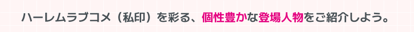 ハーレムラブコメ（私印）を彩る、個性豊かな登場人物をご紹介しよう。